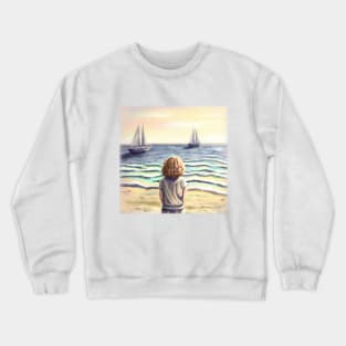 Little girl by the sea Crewneck Sweatshirt